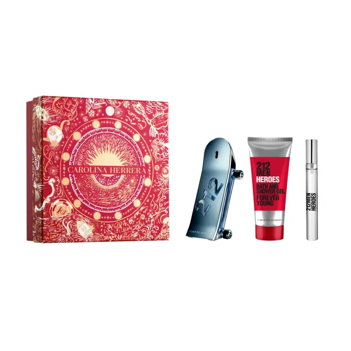 Carolina Herrera 212 Heroes Eau De Toilette Spray 90ml Set 3 Pieces