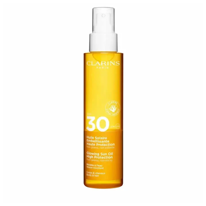 Clarins Glowing Sun Oil High Protection Body And Hair 150ml