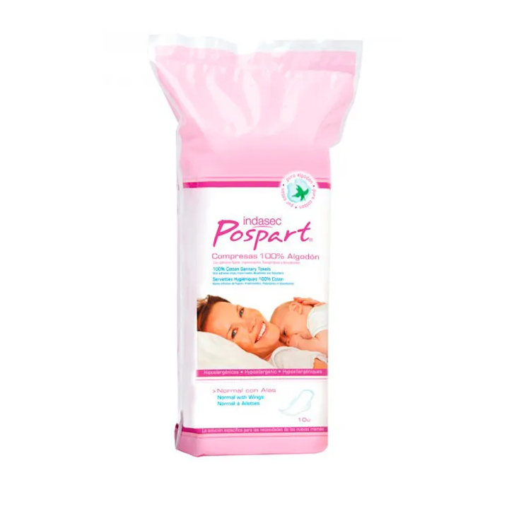 Indasec Postpartum Feminine Hygiene Pads With Wings 10U