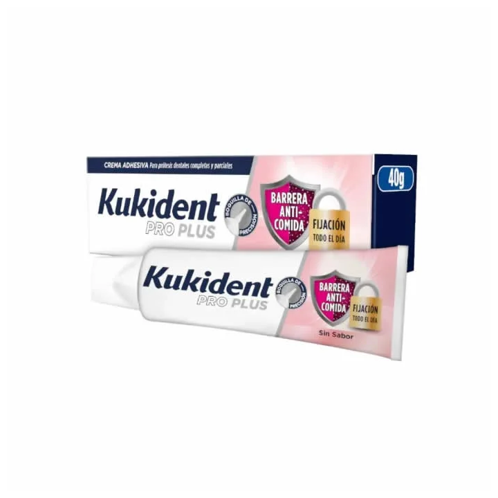 Kukident Pro Plus Crema Adhesiva Fijación Todo El Día Sin Sabor 40g