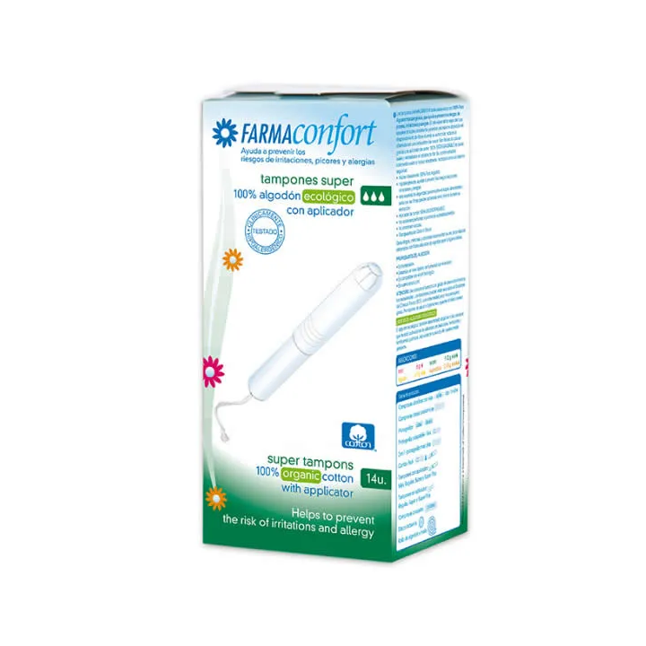 FarmaConfort Cotton Tampons With Applicator Size Super 14 Unità