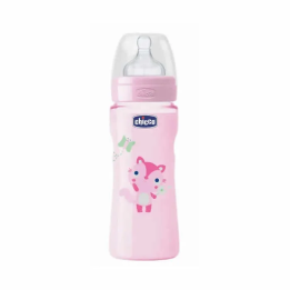 Chicco Well-Being Biberón Silicona Flujo Rápido Rosa 4m+ 330ml