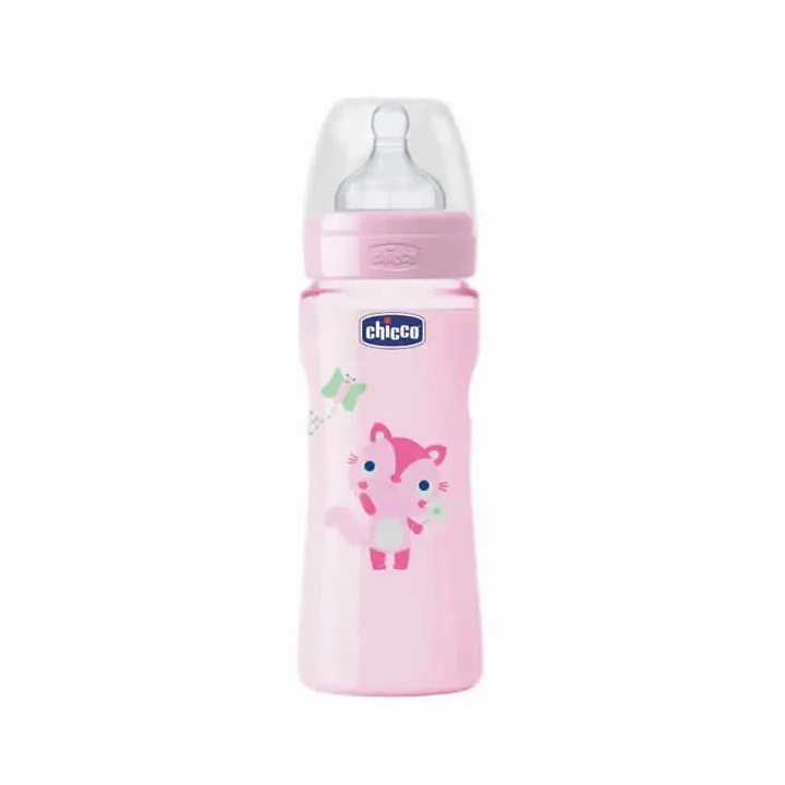 Chicco Well-Being Biberón Silicona Flujo Rápido Rosa 4m+ 330ml