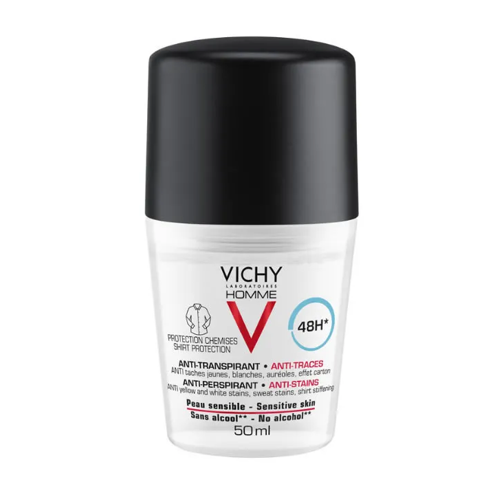 Vichy Homme Desodorante AntiTranspirante AntiManchas Pieles Sensibles 50ml