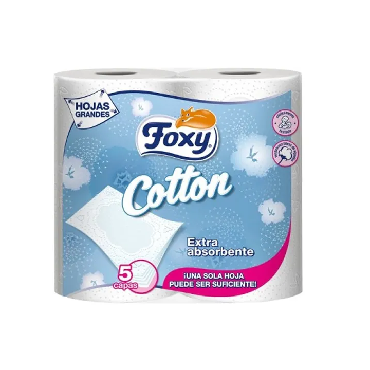 Foxy Cotton Papel Higiénico 5 Capas 4 Rollos