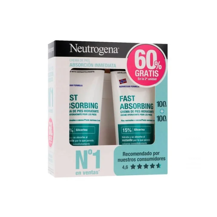 Neutrogena Crème Pour Les Pieds Á Absorption Immédiate 2x100ml