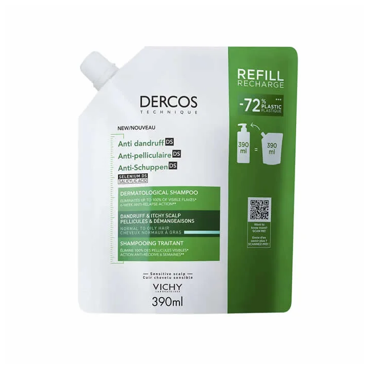 Dercos Anti-dandruff Shampoo Normal a Graso Ecorefill 390ml