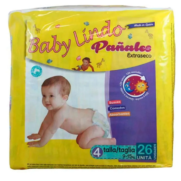  Baby Lindo Diapers T4 9-15 Kg 26 Units