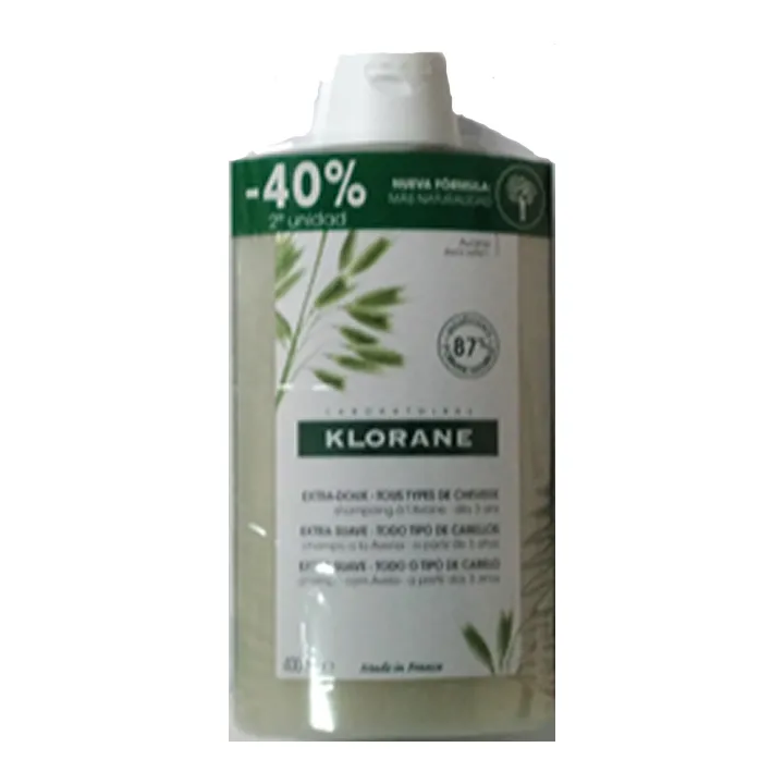 Klorane Champú Extra Suave Avena 2x400ml
