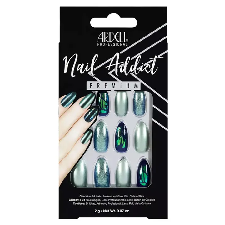 Ardell Nail Addict Green Glitter Chrome Uñas Postizas