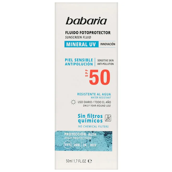 Babaria Sol Fluido Facial Fotoprotector Mineral Spf50 50ml