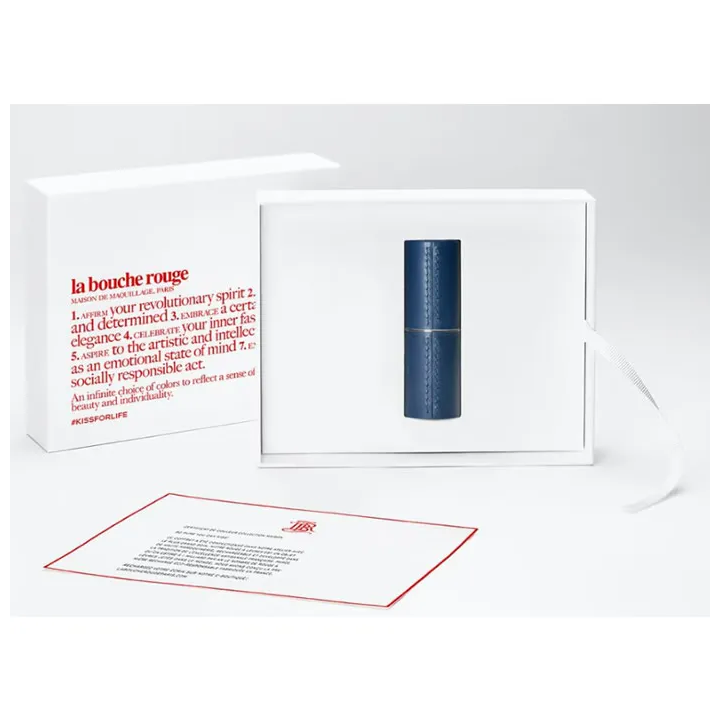 La Bouche Rouge Navy Blue Leather Lipstick Case