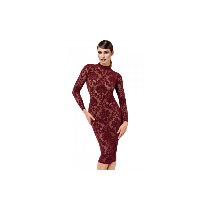 Robe fourreau en tulle floqué Kink Royal F384 - Noir Handmade
