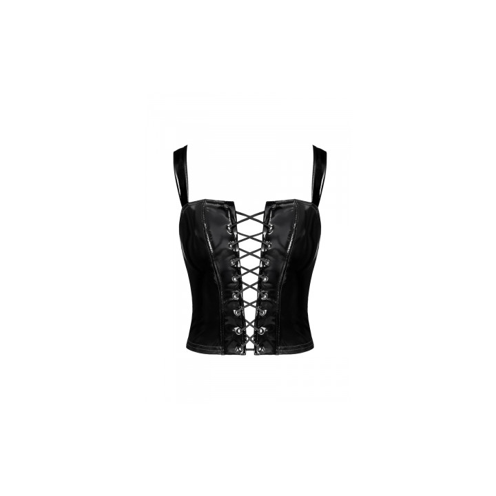 Corset en vinyle Dominae F379 - Noir Handmade