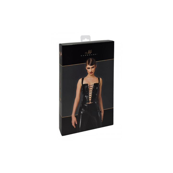 Corset en vinyle Dominae F379 - Noir Handmade