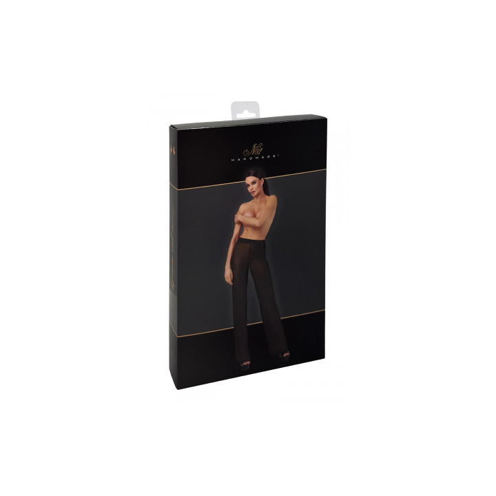 Pantalon en maille pailletée Onyx F374 - Noir Handmade