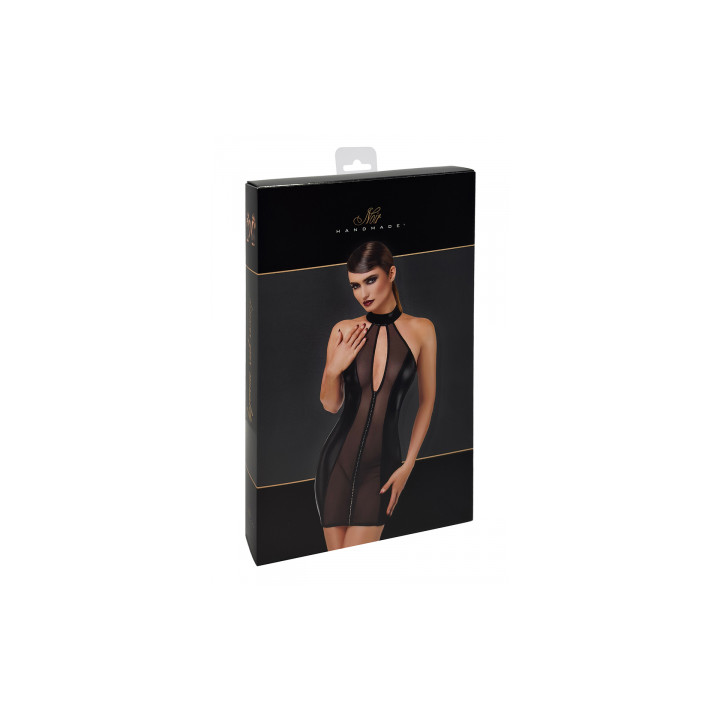 Mini robe tulle et wetlook Luxuria F370 - Noir Handmade