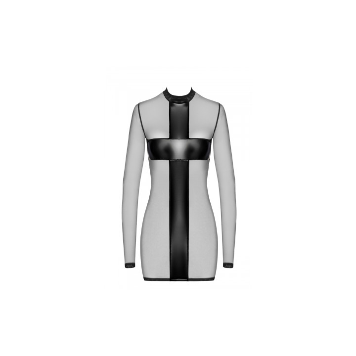 Mini robe tulle et wetlook Crossfire F369 - Noir Handmade