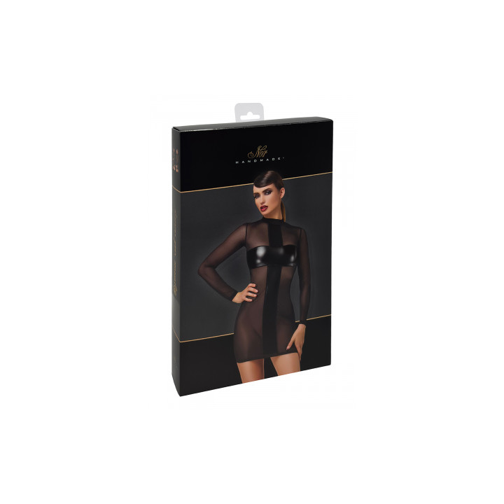 Mini robe tulle et wetlook Crossfire F369 - Noir Handmade