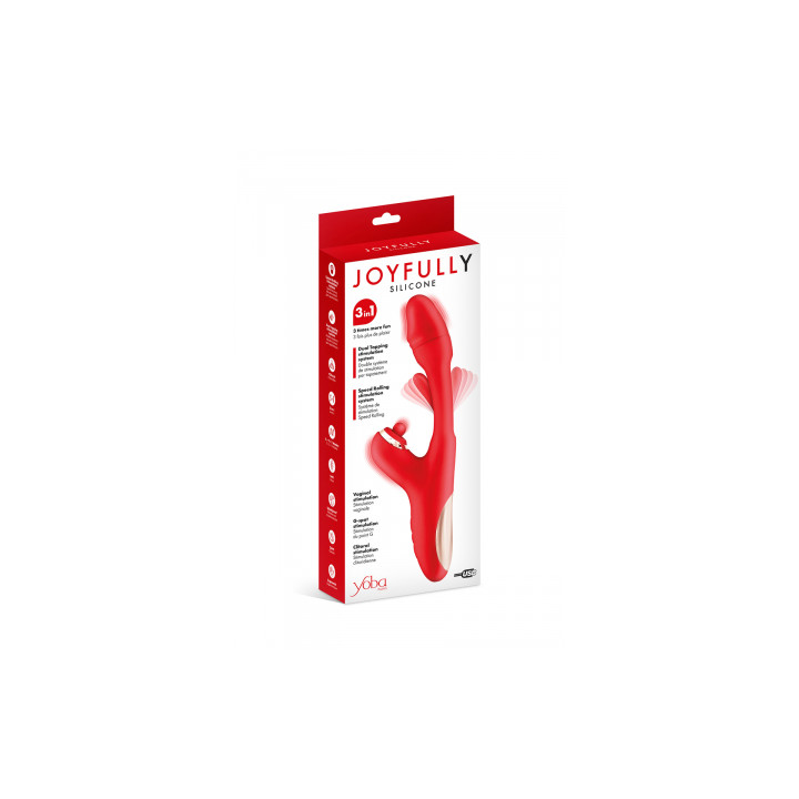 Vibromasseur rabbit 3-en-1 Joyfully rouge - Yoba