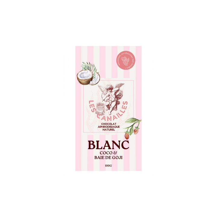 Chocolat blanc coco et baie de goji - Tablette 100g - Les canailles