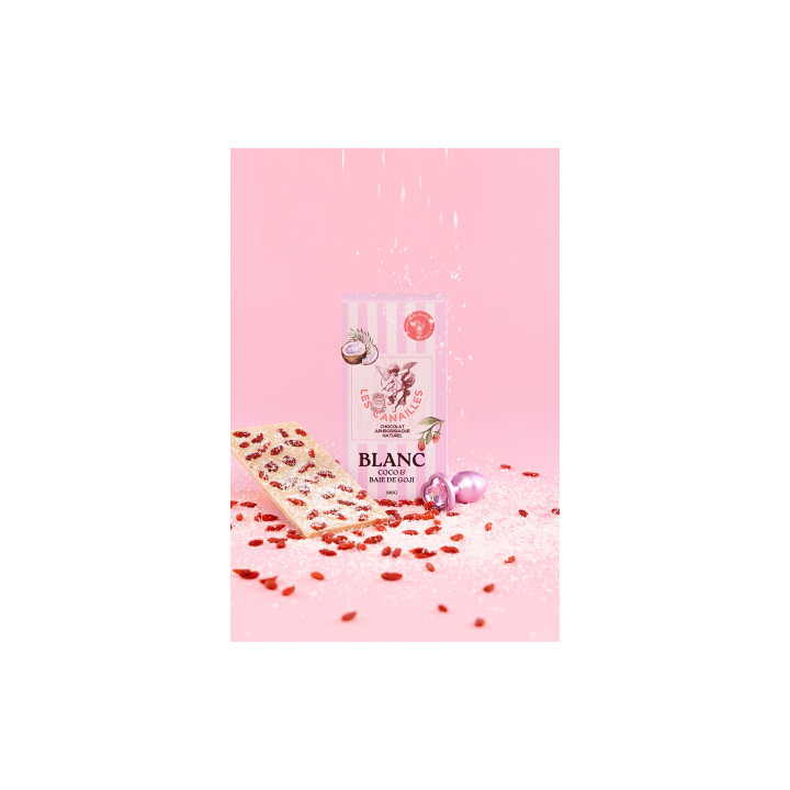 Chocolat blanc coco et baie de goji - Tablette 100g - Les canailles