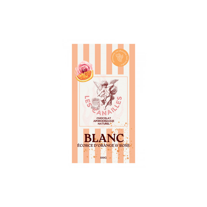 Chocolat blanc écorce d'orange et rose - Tablette 100g - Les canailles