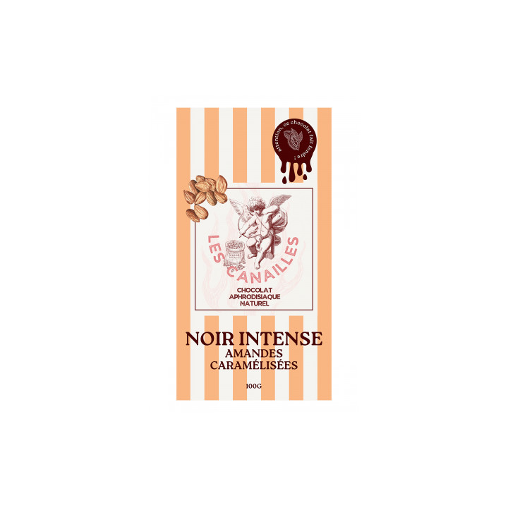 Chocolat noir amandes caramélisées - Tablette 100g - Les canailles