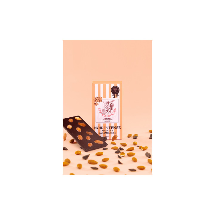 Chocolat noir amandes caramélisées - Tablette 100g - Les canailles