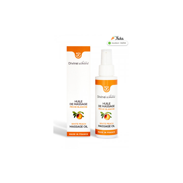 Huile de massage gourmande BIO pêche blanche
