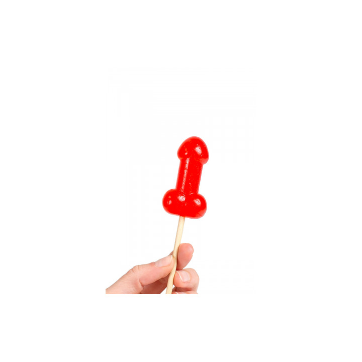 Sucette pénis à la cerise avec effet chauffant épicé