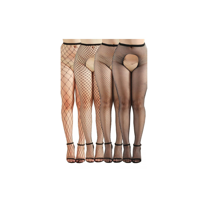 Pack 4 collants ouverts résille