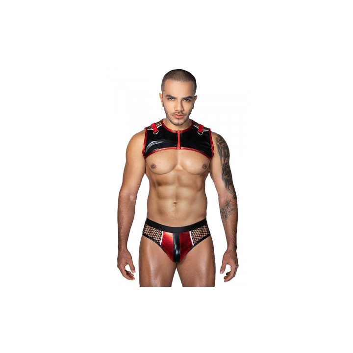 Ensemble sexy deux pièces rouge et noir - J Lingerie