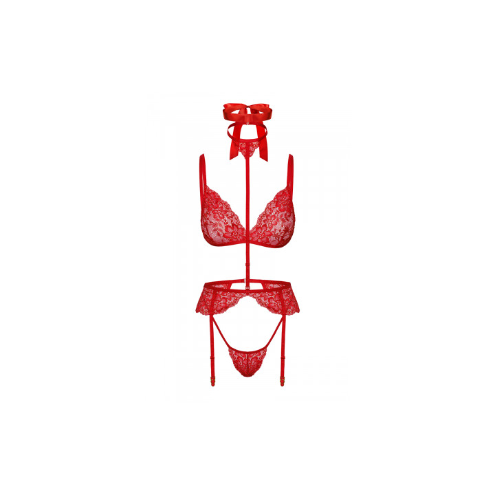 Ensemble 5 pièces Bondage Red Lace Kiss 243 - Kissable