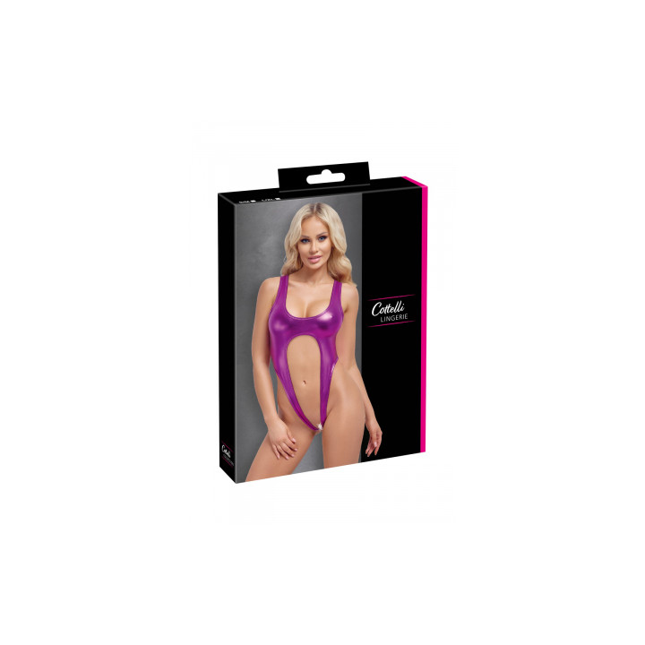 Body rose métallisé ouvert à l'entrejambe - Cotelli Lingerie