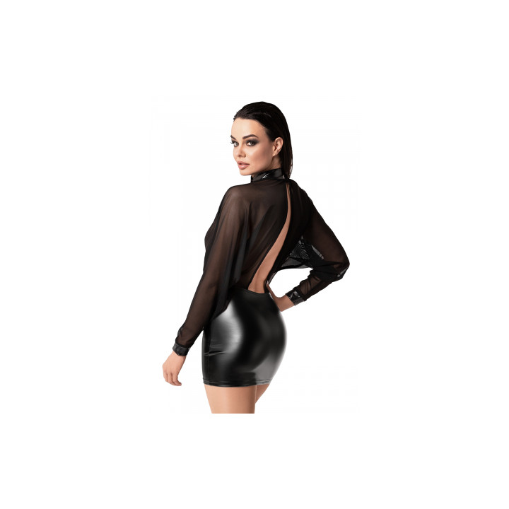 Mini robe Opium F348 wetlook et tulle