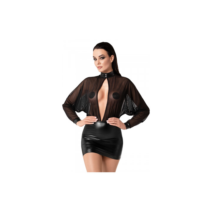 Mini robe Opium F348 wetlook et tulle