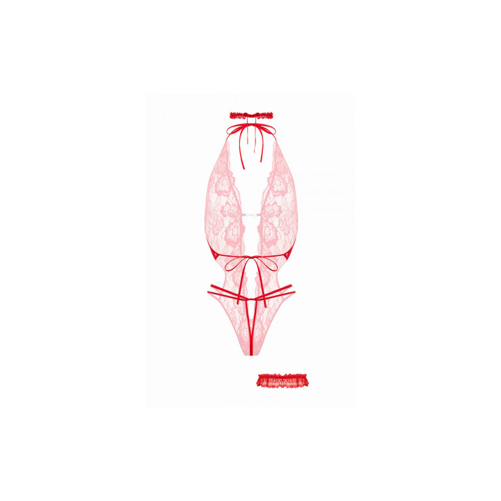 Ensemble body ouvert Renee rouge - Christine