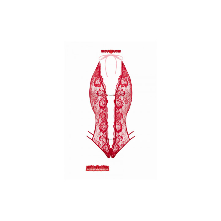 Ensemble body ouvert Renee rouge - Christine