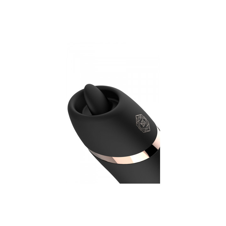 Stimulateur 2 en 1 avec langue vibrante - Rosy Gold