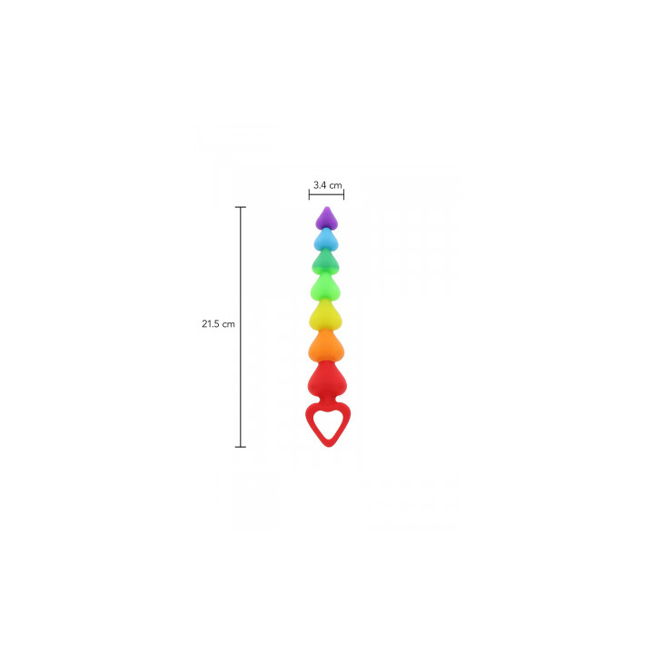 Stimulateur anal Rainbow Heart Beads - Toyjoy