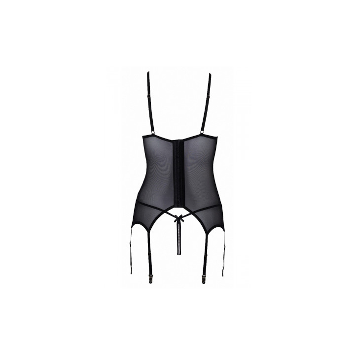 Guêpière seins nus et string ouvert résille et perles - Cottelli Lingerie