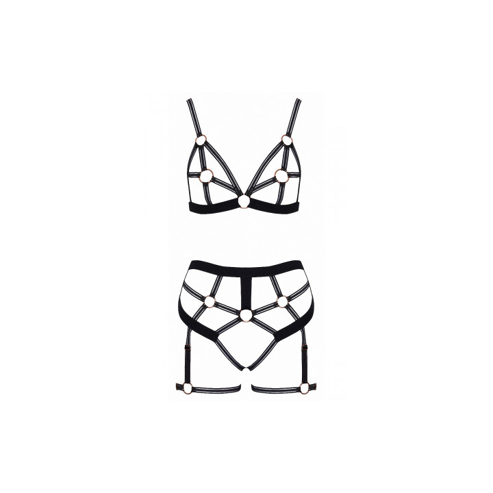 Set lingerie BDSM harnais noir - Cotelli Lingerie