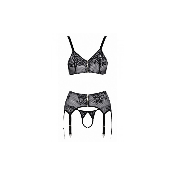 Ensemble coquin ouvert 3 pièces gris - Cottelli Lingerie