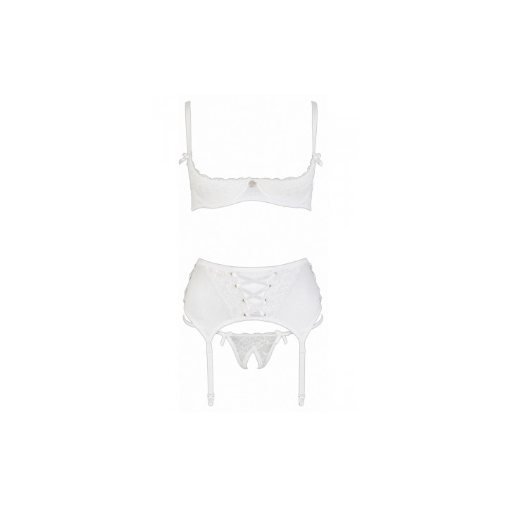 Ensemble lingerie 3 pièces ouvert blanc - Cottelli Lingerie