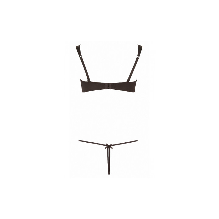Ensemble dentelle string ouvert et seins nus noir - Cottelli Lingerie