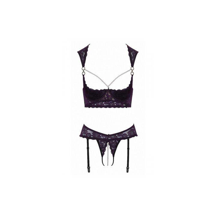 Ensemble lingerie ouverte violet - Cotelli Lingerie