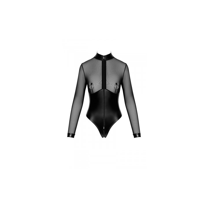 Body Edge zippé avec anneaux F321 wetlook et tulle