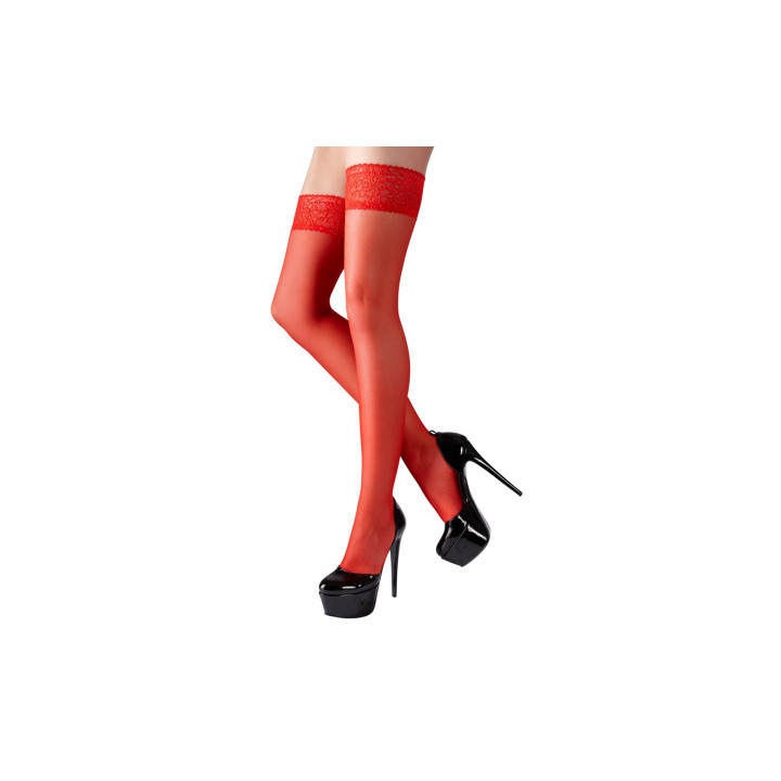 Bas autofixants rouge - Cotelli Legwear