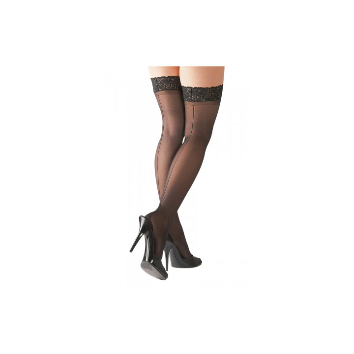 Bas autofixants couture noir 1 - Cotelli Legwear